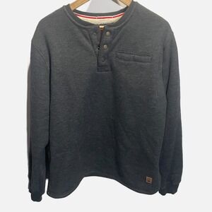 Coleman Mens Sherpa Lined Henley Sweatshirt Charcoal Gray Large Pullover Snap
